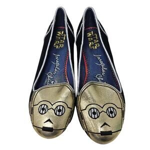 Irregular Choice 8 Star Wars C-3PO Ballet Flat Cosplay Fandom Costume Gold